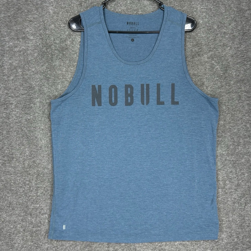 NOBULL Tank Top Mens L Blue Graphic Muscle Sleeveless Training Gym